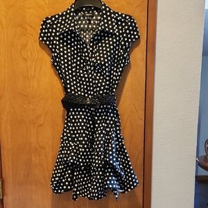 i Z Byer Black and White Polka Dot Dress Worn Once